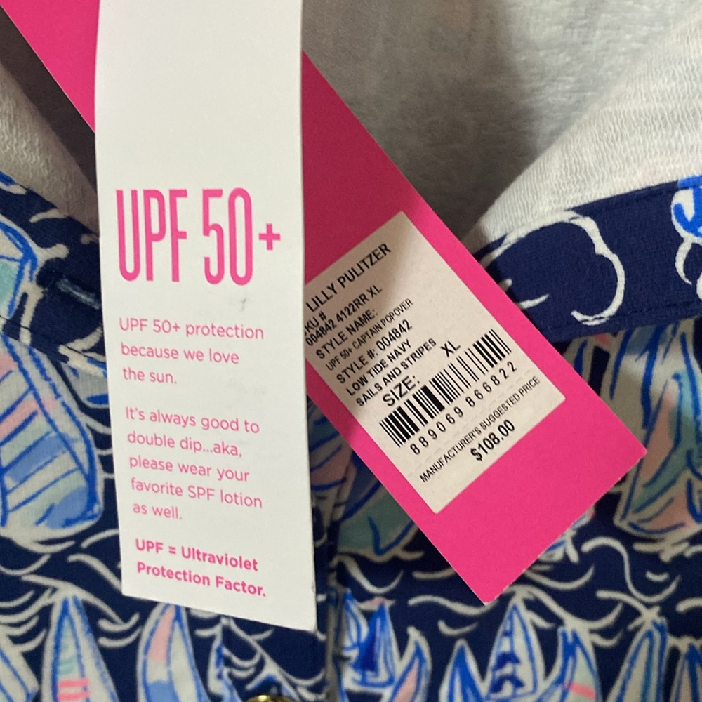 LILLY PULITZER sails & stripes captain pullover top size XL new with tags - Picture 6 of 9